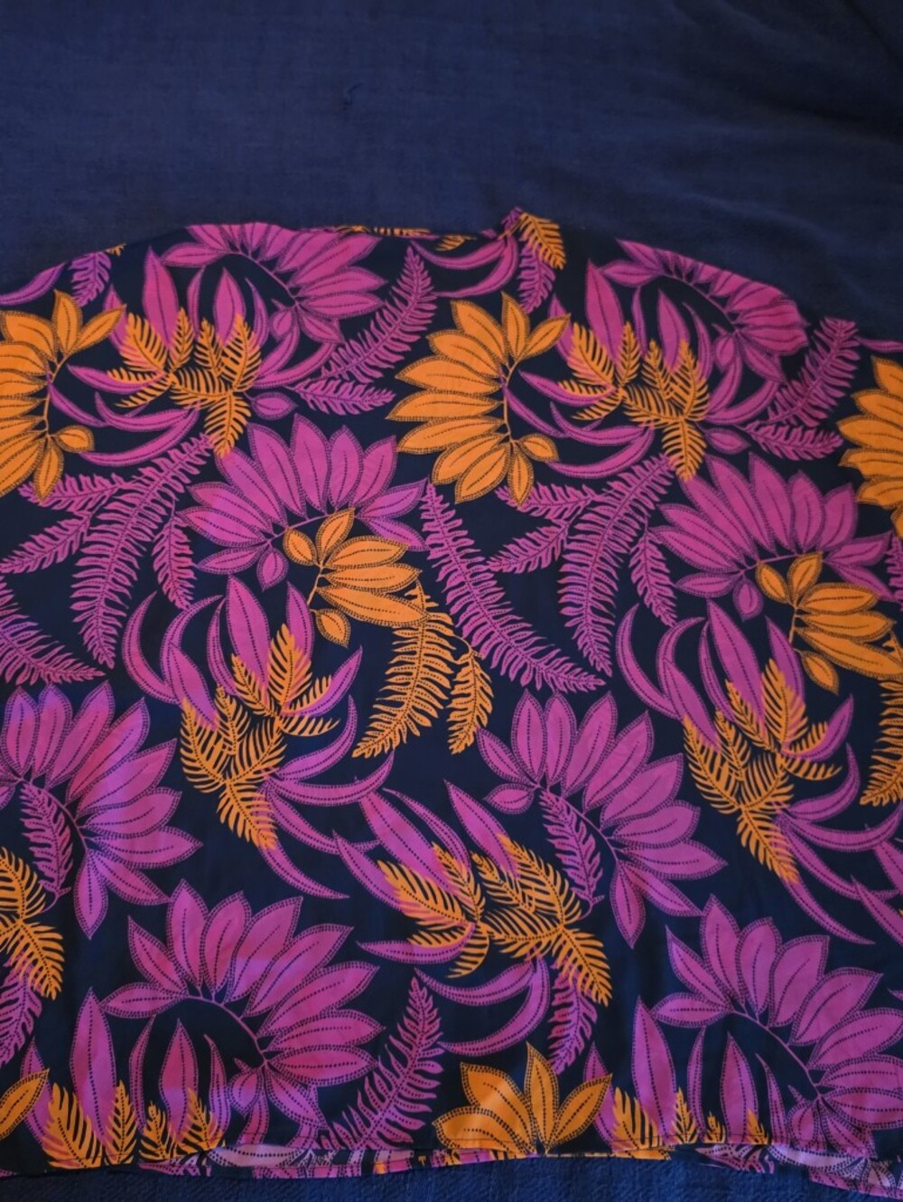 Women’s Floral Print Skirt - Navy with Pink & Orange